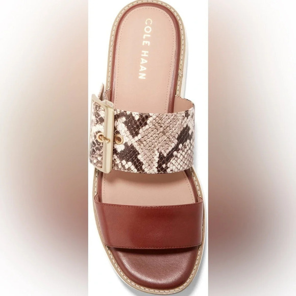 NWT Cole Haan Sz 7.5 Sand Dollar Snake Print Leather Grand Platform Sandals - Picture 6 of 16